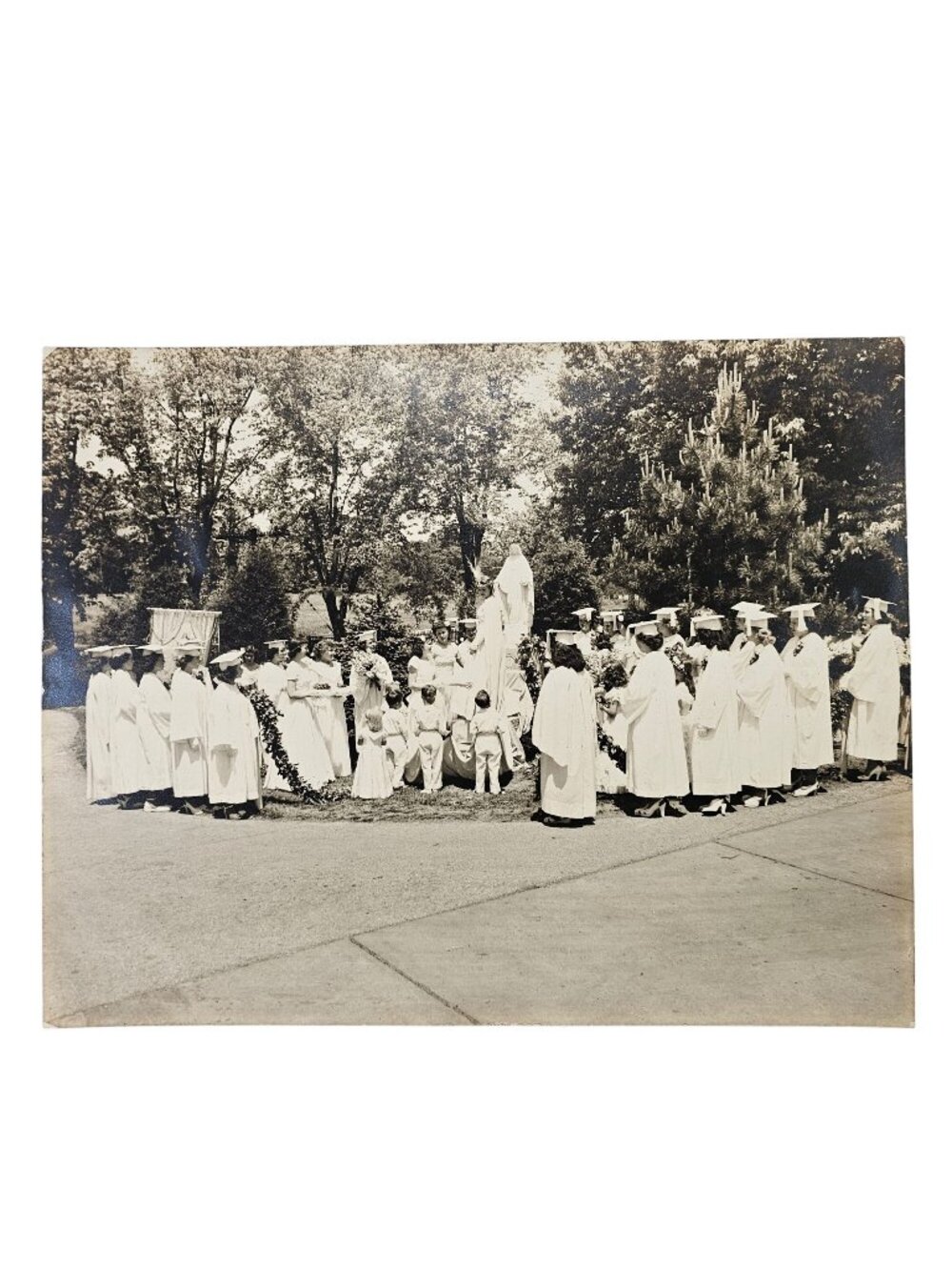 Vintage Sepia Outdoor Ceremony Photo Print 11x14" Wedding Bride Flower Girls